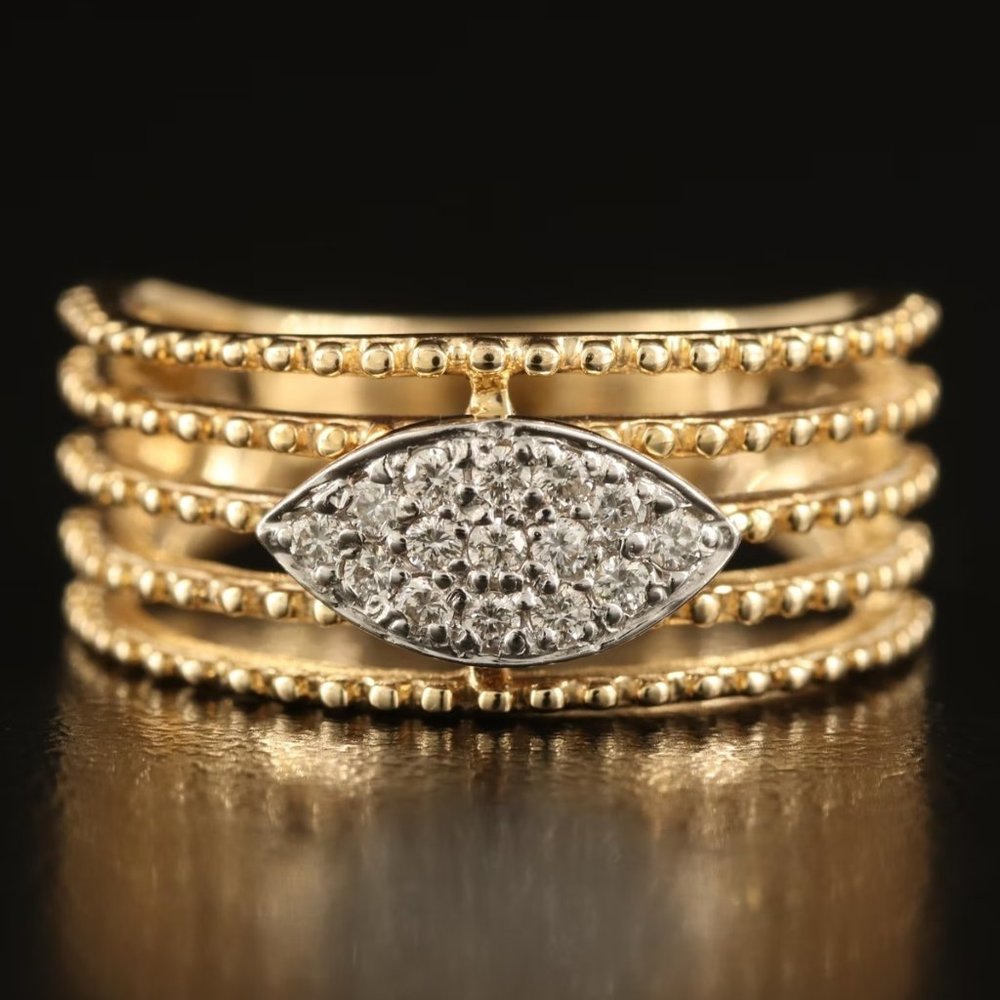 $4450 / NEW / Sonia Bitton Designer Diamond Ring / 14K gold